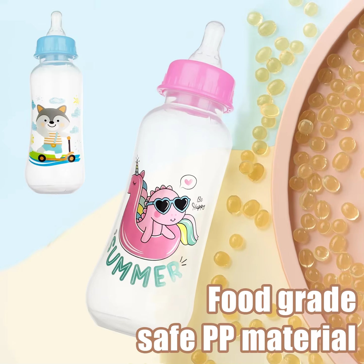 250Ml Baby Feeding Bottle Is Suitable for 0-36 Months, Non-Leaking, Anti-Drop, Casualpattern, BPA Free,Photography Accessories